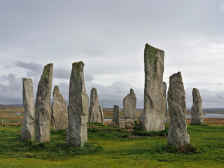 Callanish or Calanais Standing Stones. Isle of Lewis, Scotland. This is a cruciform shaped stone...