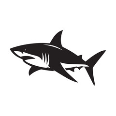 Obraz premium shark silhouette and aquatic silhouette on white background