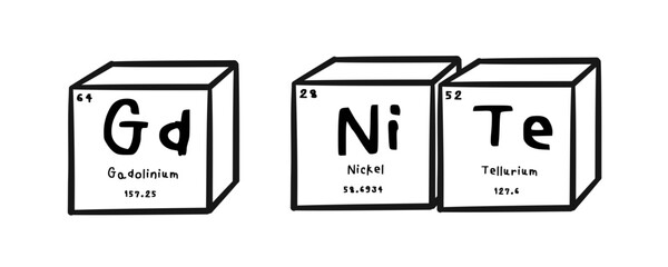 Gd nite wording in periodics table style illustration with transparecy background