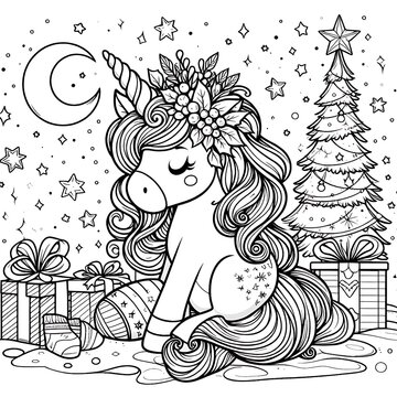 A coloring page of a unicorn image photo photo has illustrative meaning illustrator illustrator.