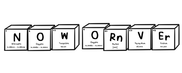 now or never wording in periodics table style illustration with transparecy background