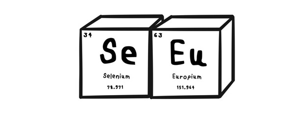 SeeU wording in periodics table style illustration with transparecy background