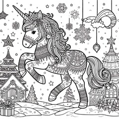 A coloring page of a unicorn image photo photo lively illustrator illustrator.