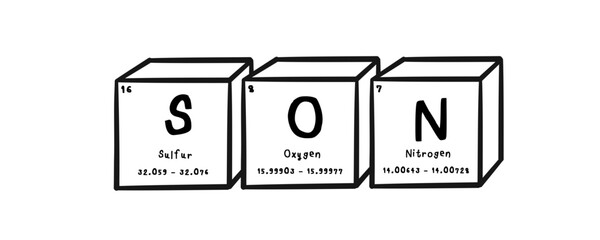 son wording in periodics table style illustration with transparecy background