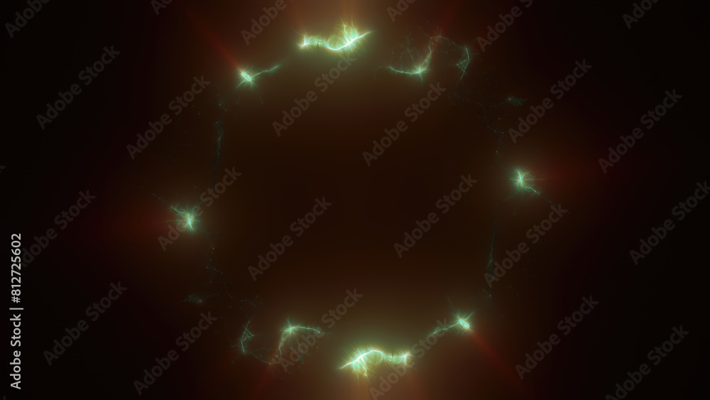 Aufkleber green swirling circle frame of multicolored lines of energy particles. abstract background