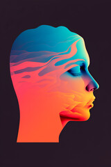 Obraz premium Portrait of a face in profile with a surrealistic style