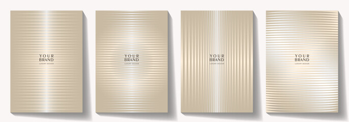 Elegant cover design set with gold lines and gradient for cover design, invitation, flyer, wedding card, luxe invite, prestigious voucher, menu design. Luxury premium vector background collection.