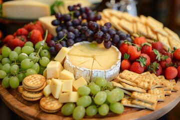 Culinary Creations: Artisanal Cheese Platter with Assorted Crackers and Fruits