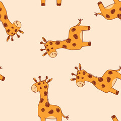 Kids print seamless pattern Vector Giraffe Illustration