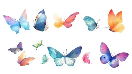 Colorful Butterflies in Diverse Poses Showcasing the Beauty and Fragility of Nature s Vibrant Creatures
