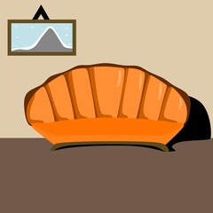 Cartoon sofa hand drawn illustration. Interior furniture.