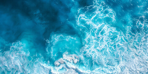 Fototapeta na wymiar surface waves on the beach, Blue sea surface, water wave surface, blue water wave, top view