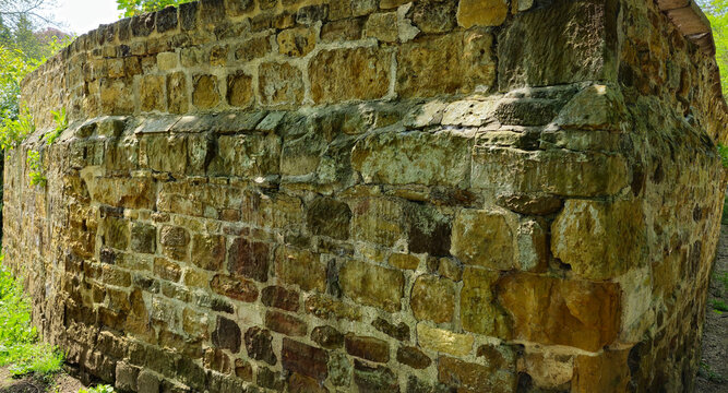 Close up of an old ironstone wall