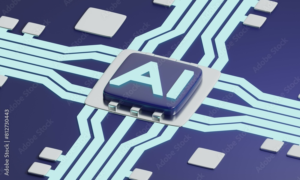 Poster equipment for artificial intelligence. 3d rendering