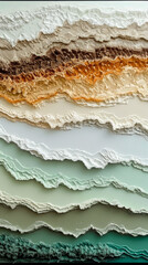 series of textured, layered layers of paint, with colors moving from light green to brown to white