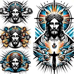 A collection of jesus christ image attractive lively used for printing illustrator.