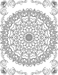 Printable Mandala Coloring Page for Adults. Educational Resources for School for Kids. Adults Coloring Book. Mandala Coloring Activity Worksheet.