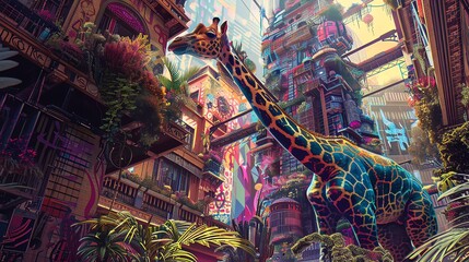 Obraz premium Capture a stunning long shot merging scientific discoveries with street art