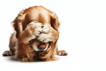 Naklejka premium A dog that closes its eyes. Space for text.