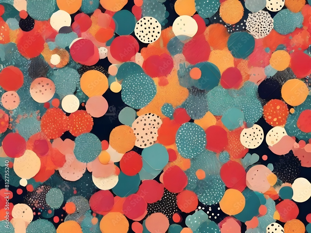 Aufkleber seamless playful dots pattern, cute abstract ogee background generative ai
