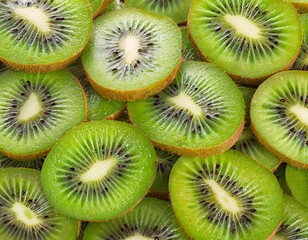 many slices of kiwi fruit close-up texture