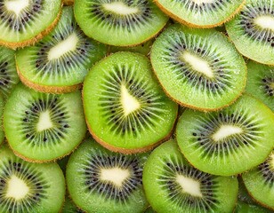 many slices of kiwi fruit close-up texture