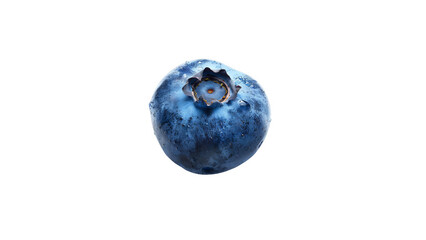 Close-up of a single shiny blueberry isolated on transparent background.