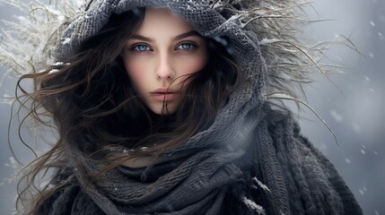 Woman Fashion of warm and winter Clothes UHD Wallpaper