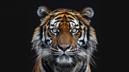 close up Tiger with a black background