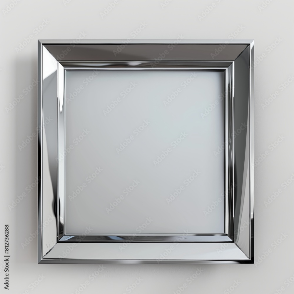Poster a square mirrored chrome frame with rounded bevel.