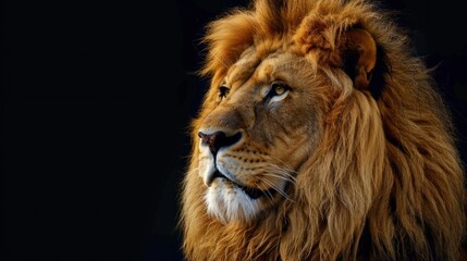 close up Portrait of a lion with a rich black mane