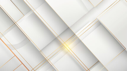 White luxury abstract background with golden lines and shadows