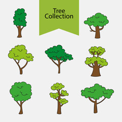Set of trees in cartoon style
