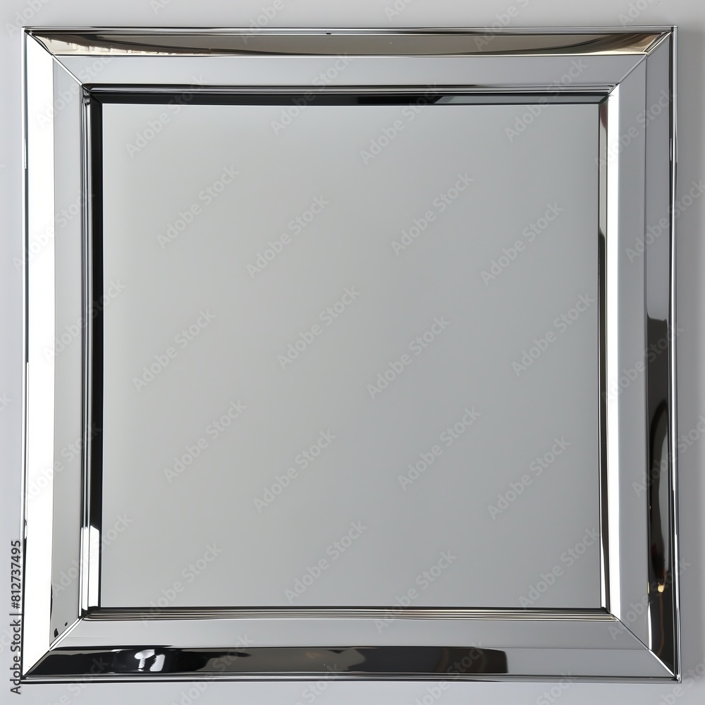Poster a square mirrored chrome frame with rounded bevel.
