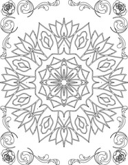Fototapeta premium Printable Mandala Coloring Page for Adults. Educational Resources for School for Kids. Adults Coloring Book. Mandala Coloring Activity Worksheet.