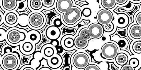 Abstract modern minimal black and white monochrome geometry thin and thick concentric circles pattern background