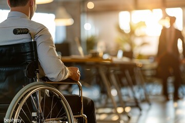 Obraz premium A disabled businessman in a wheelchair, Disability benefits