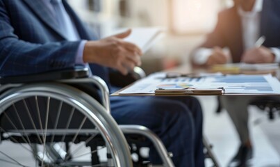 Fototapeta premium A disabled businessman in a wheelchair, Disability benefits