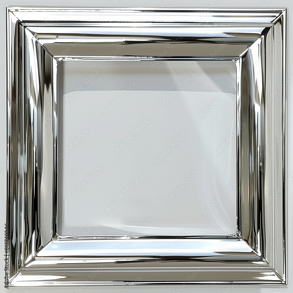 Poster a square mirrored chrome frame with rounded bevel.