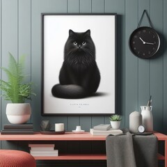 A framed picture of a cat on a table image harmony has illustrative meaning has illustrative meaning card design illustrator.