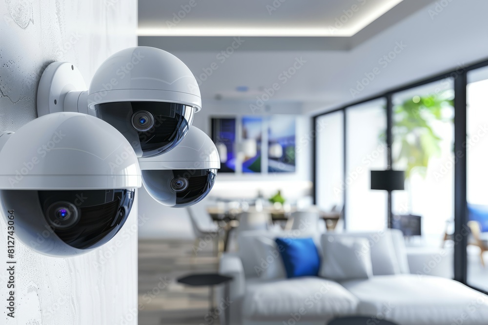 Poster monitored security employs creative, hidden cameras and automated alert systems implemented by a wat