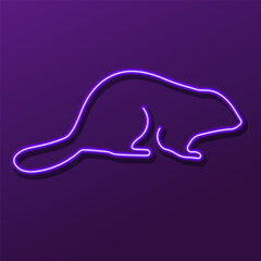 beaver neon sign, modern glowing banner design, colorful modern design trend. Vector illustration.
