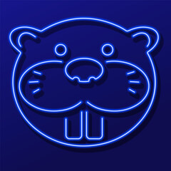 beaver neon sign, modern glowing banner design, colorful modern design trend. Vector illustration.