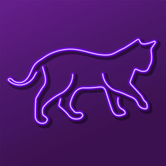 cat neon sign, modern glowing banner design, colorful modern design trend. Vector illustration.