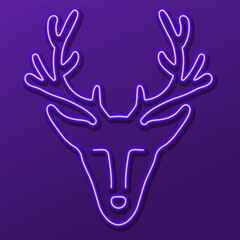 Obraz premium deer neon sign, modern glowing banner design, colorful modern design trend. Vector illustration.