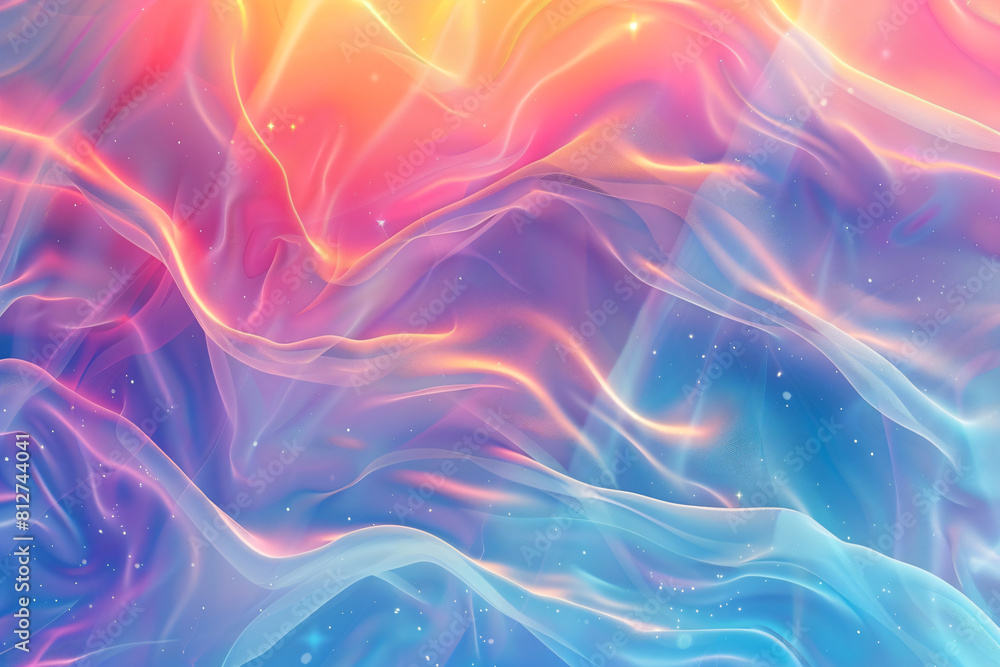 Poster vivid abstract flow of colors in a wave-like pattern with sparkling stars. design for backgrounds, w