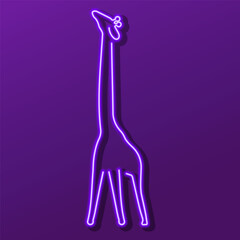 giraffe neon sign, modern glowing banner design, colorful modern design trend. Vector illustration.