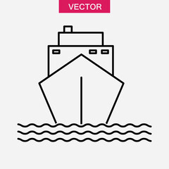 Boat line icon, outline vector sign, Ship by sea illustration for web and app on white background..eps