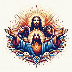 Many jesus christ with arms outstretched art realistic attractive used for printing card design illustrator.