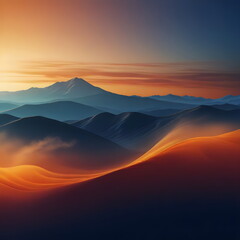 Fototapeta premium blue and orange lights over mountains